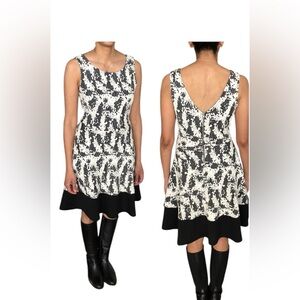 Le Lis Knit Textured Dress XS Black White Flounce